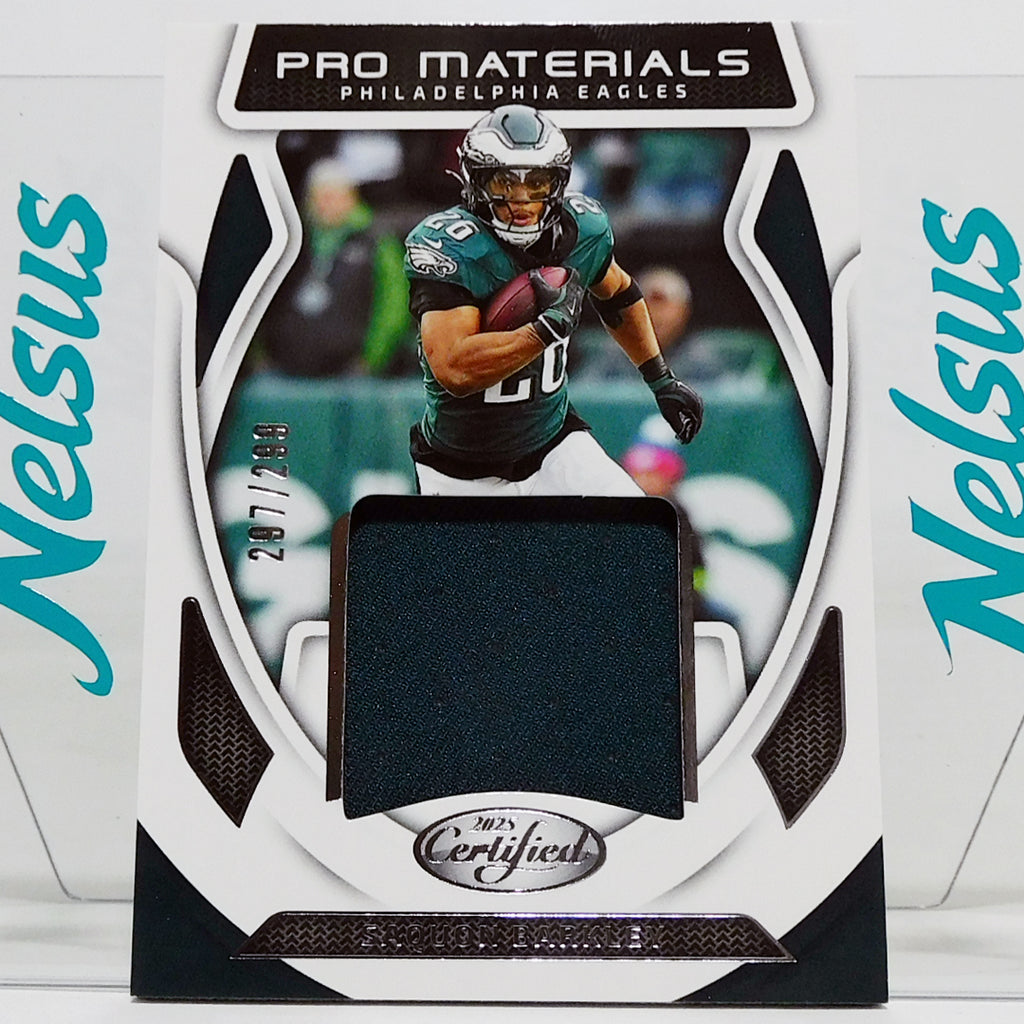 Tarjeta con parche de utilería / Saquon Barkley (Philadelphia Eagles) / (Memorabilia / Jersey Card)