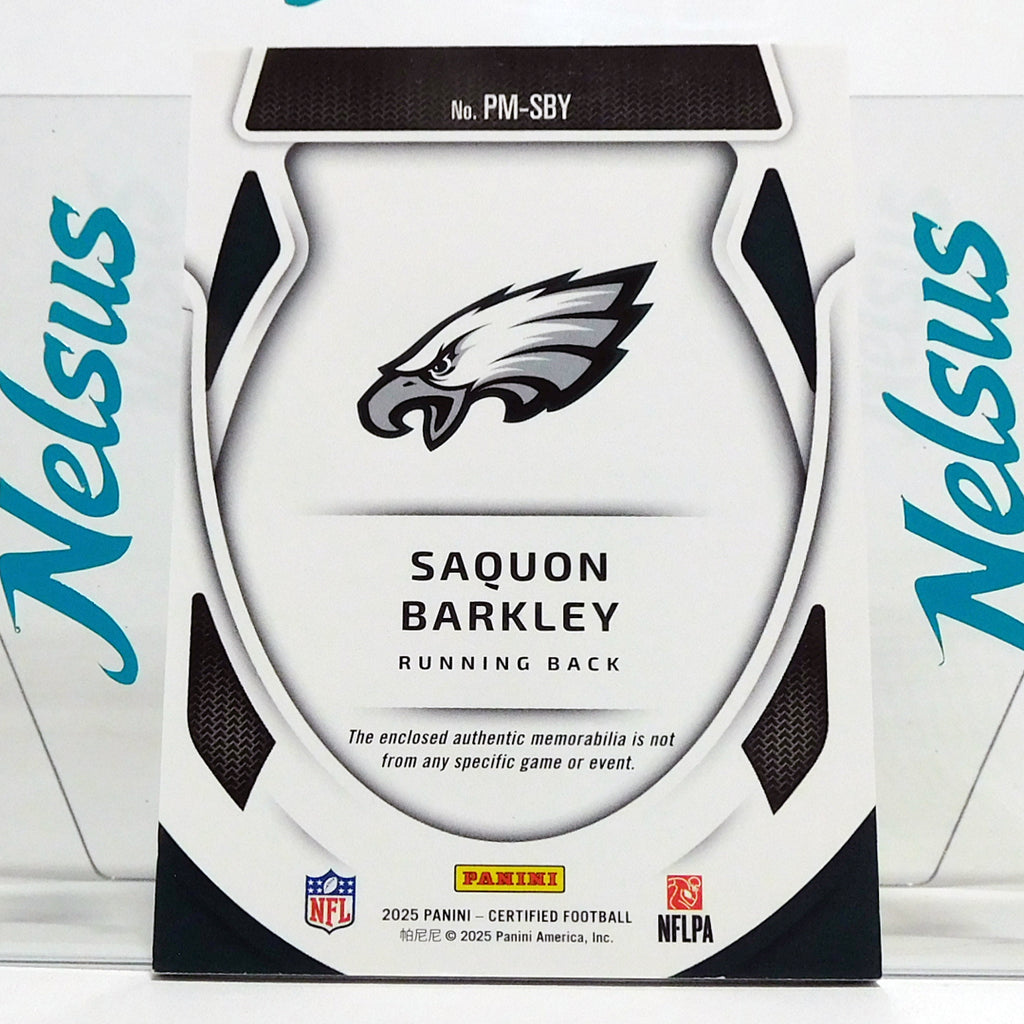 Tarjeta con parche de utilería / Saquon Barkley (Philadelphia Eagles) / (Memorabilia / Jersey Card)