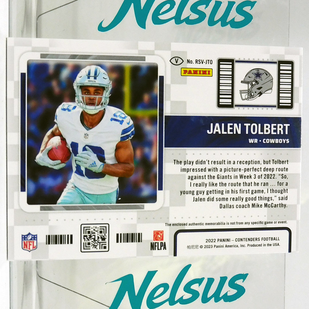 Tarjeta Jalen Tolbert • Jersey Incrustado Memorabilia • Rookie Card