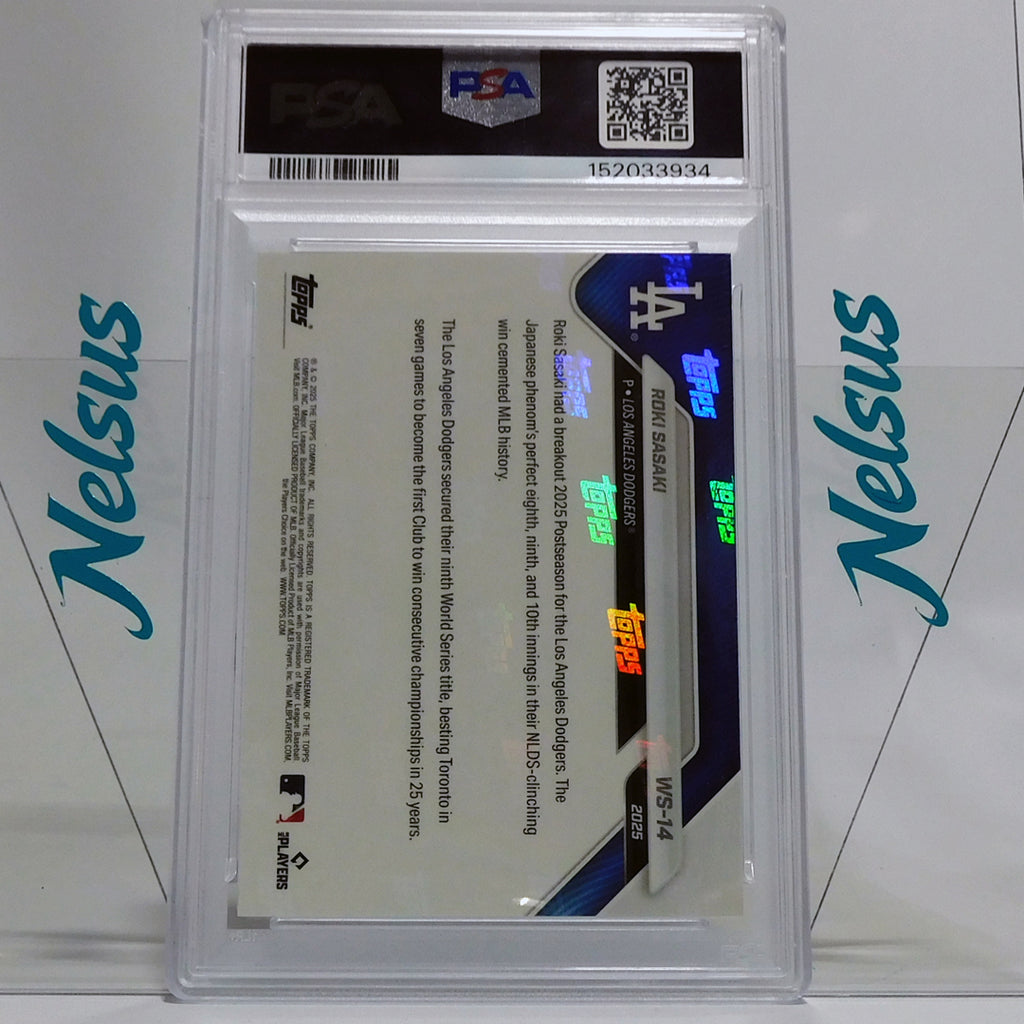 Tarjeta PSA 9 Roki Sasaki - Los Angeles Dodgers - Topps Now Champions