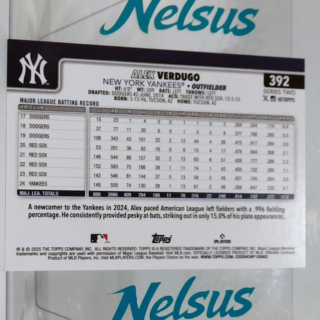 Tarjeta Alex Verdugo • New York Yankees