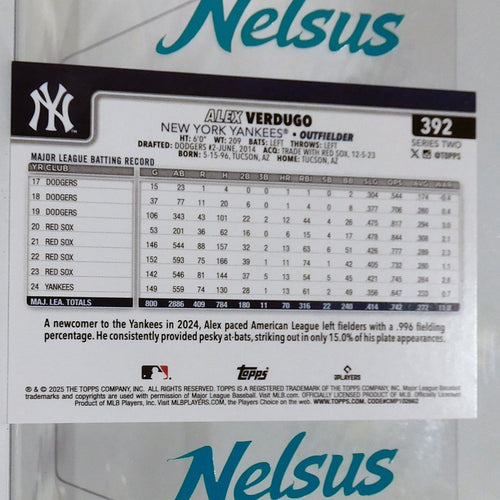 Tarjeta Alex Verdugo • New York Yankees