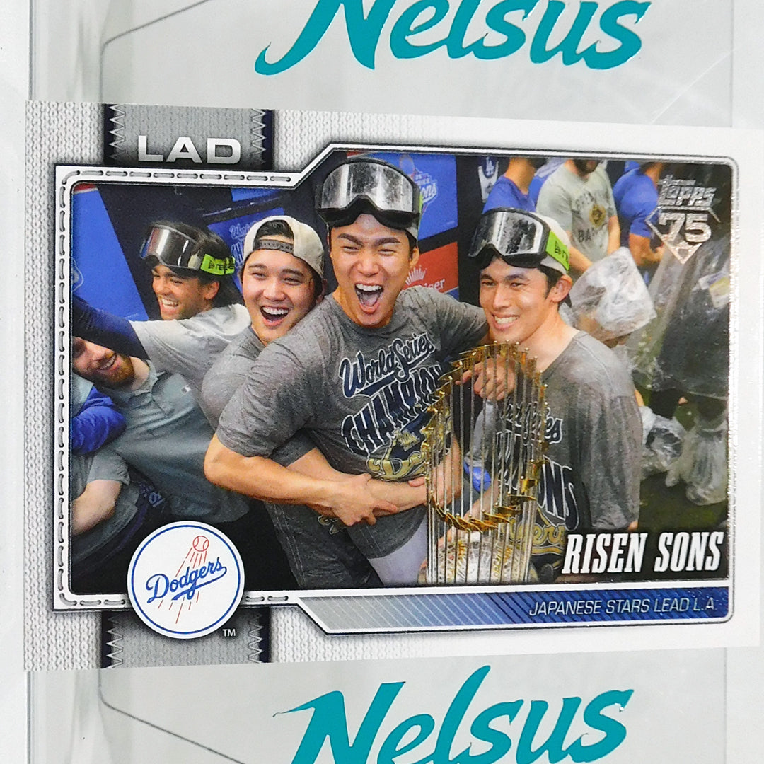 Tarjeta Ohtani / Yamamoto / Sasaki • Risen Sons • Los Angeles Dodgers