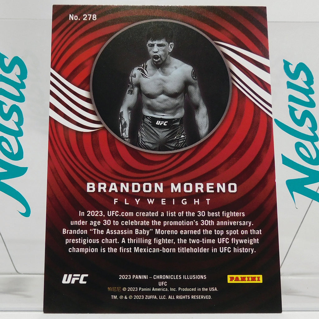 Tarjeta Brandon Moreno • Insert Illusions • Red Paralell • Num. 48/199