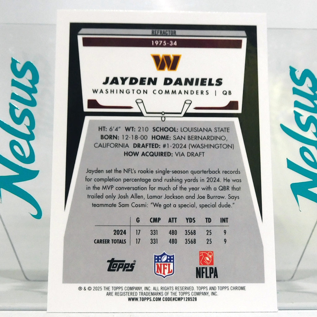 Tarjeta Jayden Daniels • Refractor • Commanders Washington