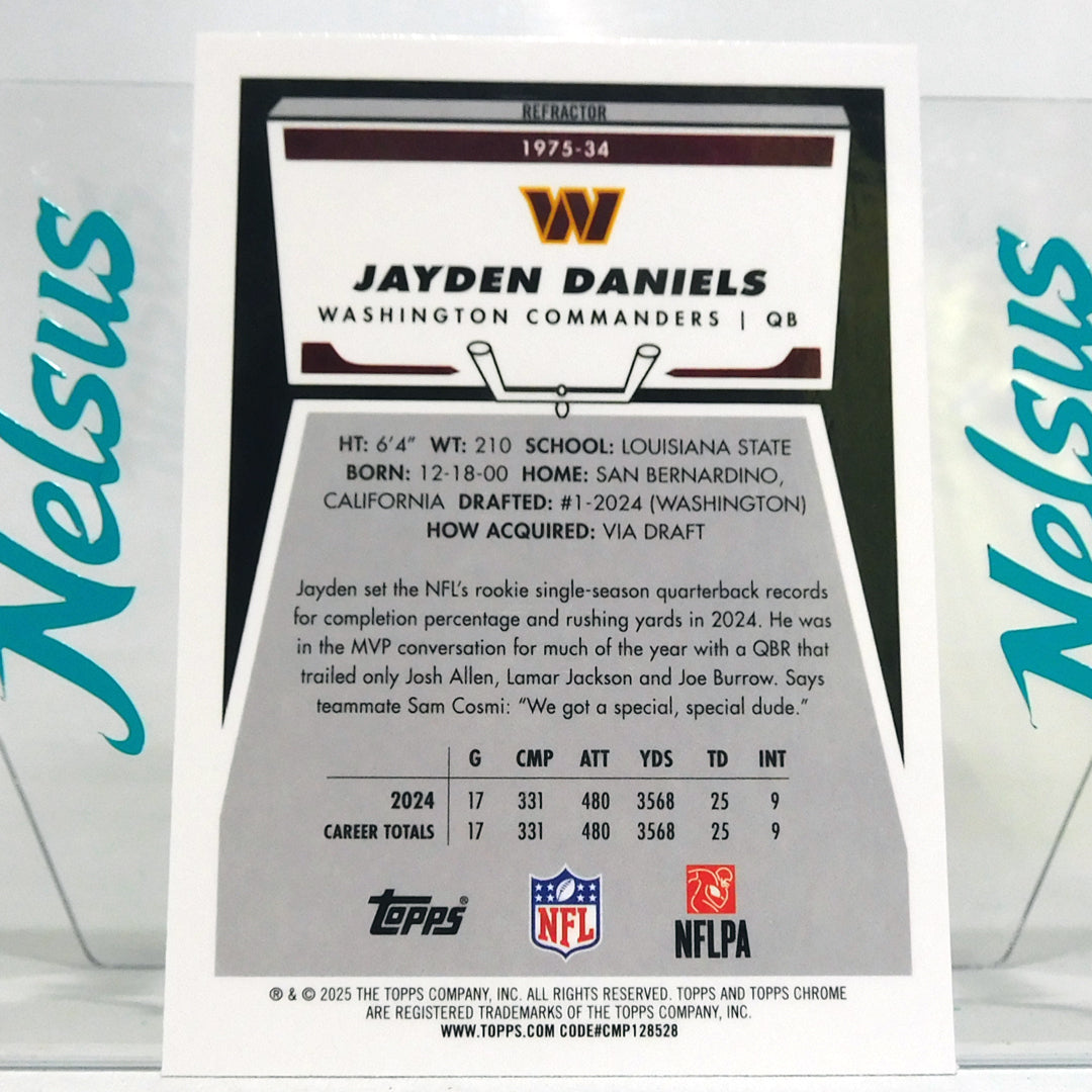 Tarjeta Jayden Daniels • Refractor • Commanders Washington