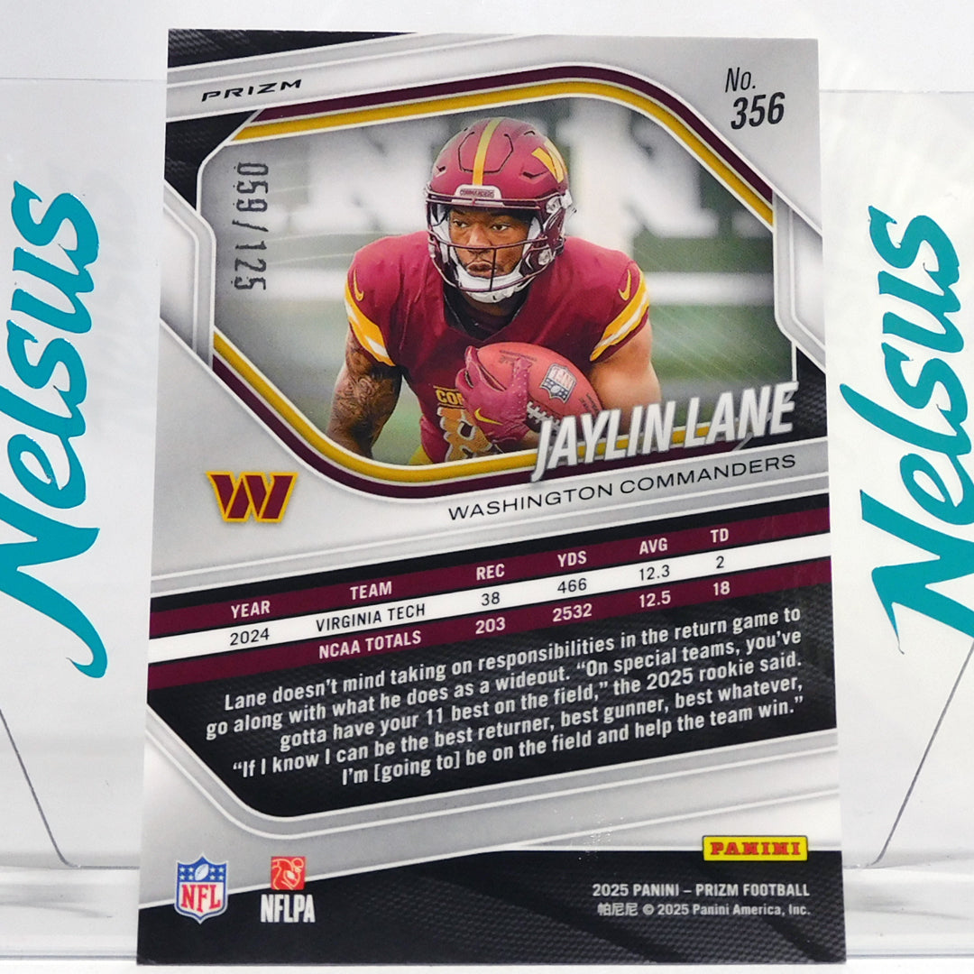 Tarjeta Jaylin Lane • Blue Wave Prizm • Rookie Card • Num. 59/125