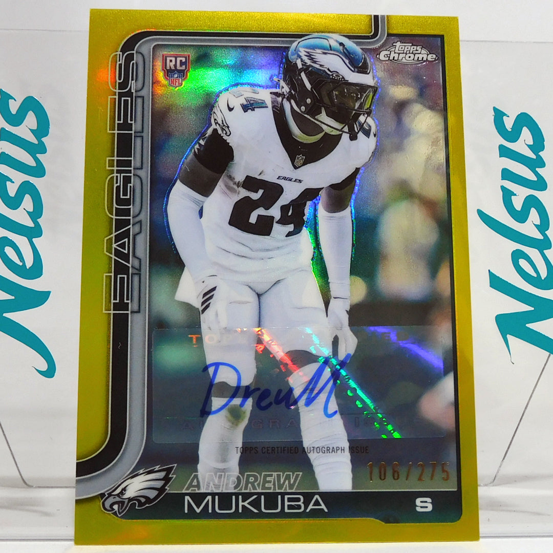Tarjeta Andrew Mukuba • Autogafo • Num. 106/275 • Rookie Card • Paralela