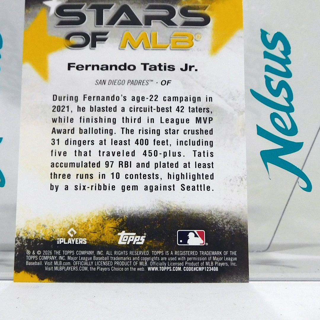 Tarjeta Fernando Tatis Jr. • Insert Stars of MLB • Padres San Diego
