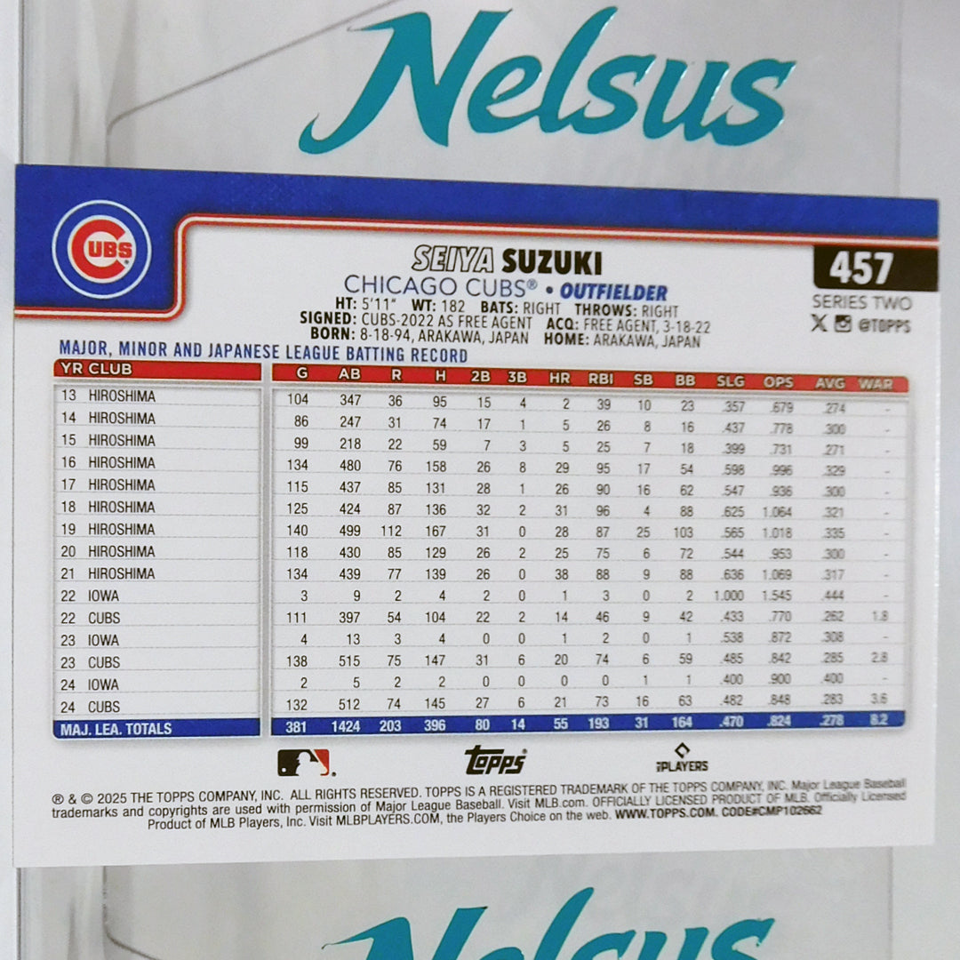 Tarjeta Seiya Suzuki • Chicago Cubs