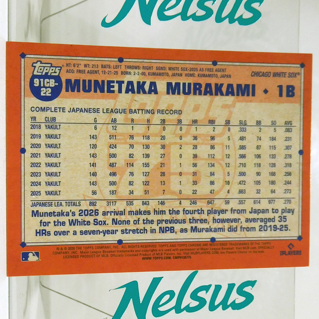 Tarjeta Munetaka Murakami • Rookie Card • Silver Refractor