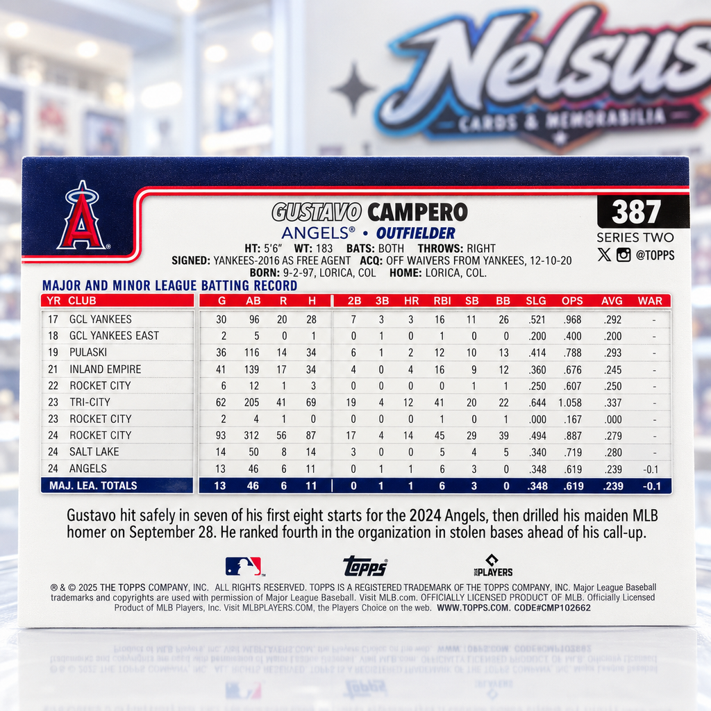 Tarjeta Gustavo Campero • Rookie Card • Los Angeles Angels