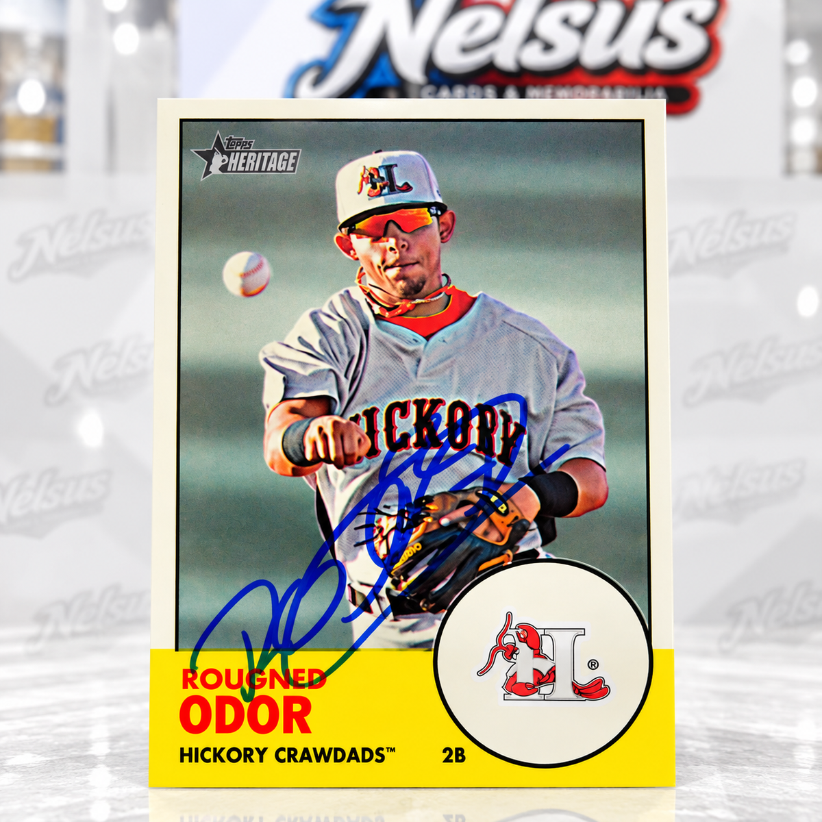 Tarjeta Rougned Odor • Autografo • Hickory Crawdads