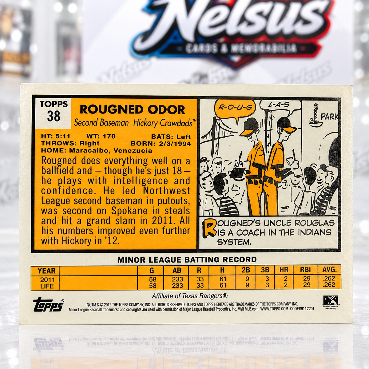 Tarjeta Rougned Odor • Autografo • Hickory Crawdads