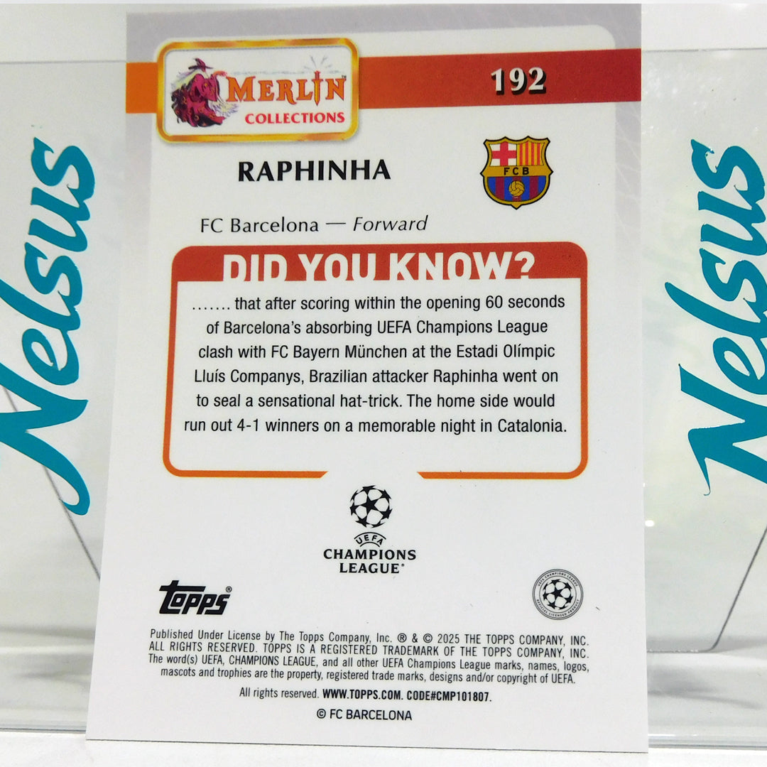 Tarjeta Raphinha Barcelona UEFA Champions League