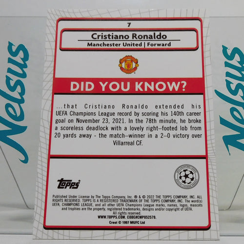 Tarjeta Cristiano Ronaldo Tops Merlin Manchester United Champions Legaue