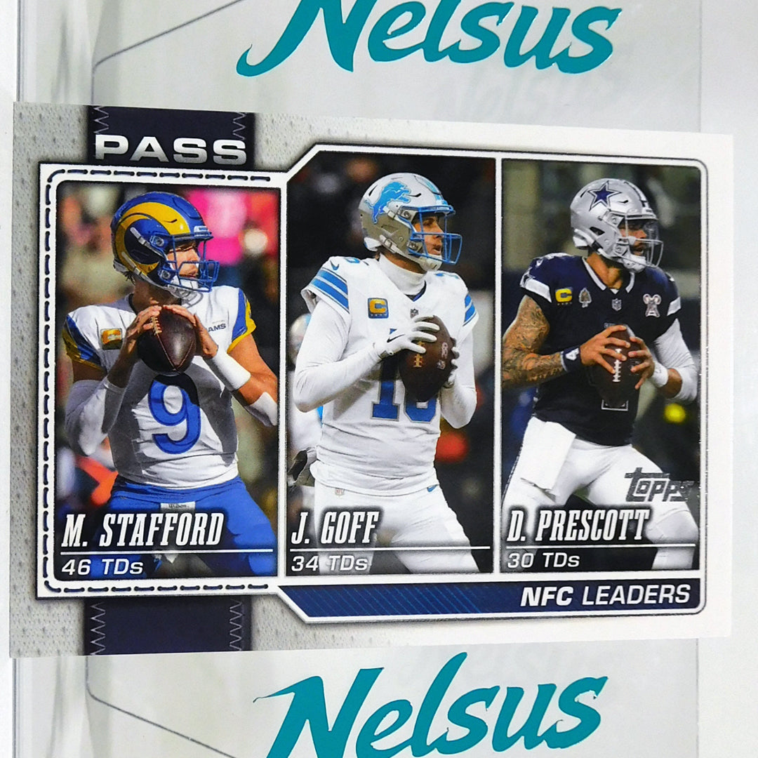 Tarjeta Matthew Stafford / Jared Goff / Dak Prescott • 2025 NFC Touchdown Leaders