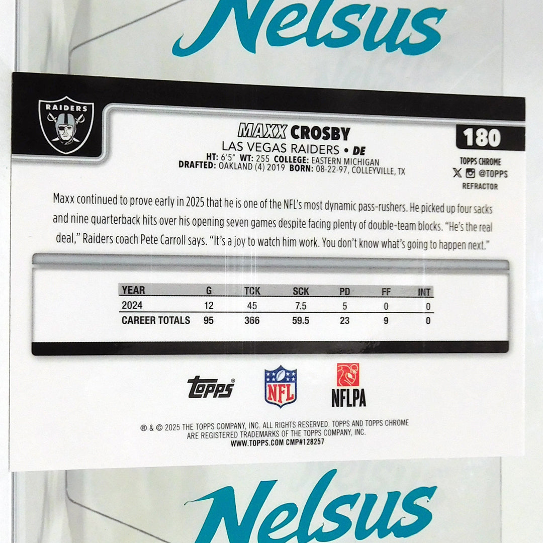 Tarjeta Maxx Crosby • Refractor • Raiders