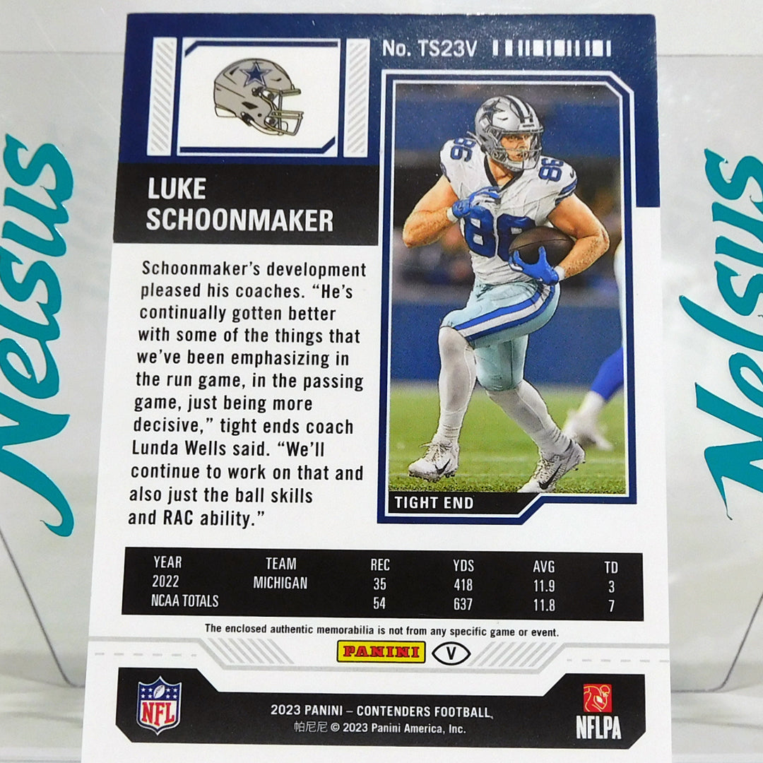 Tarjeta Luke Schoonmaker • Rookie Ticket Variation Memorabilia