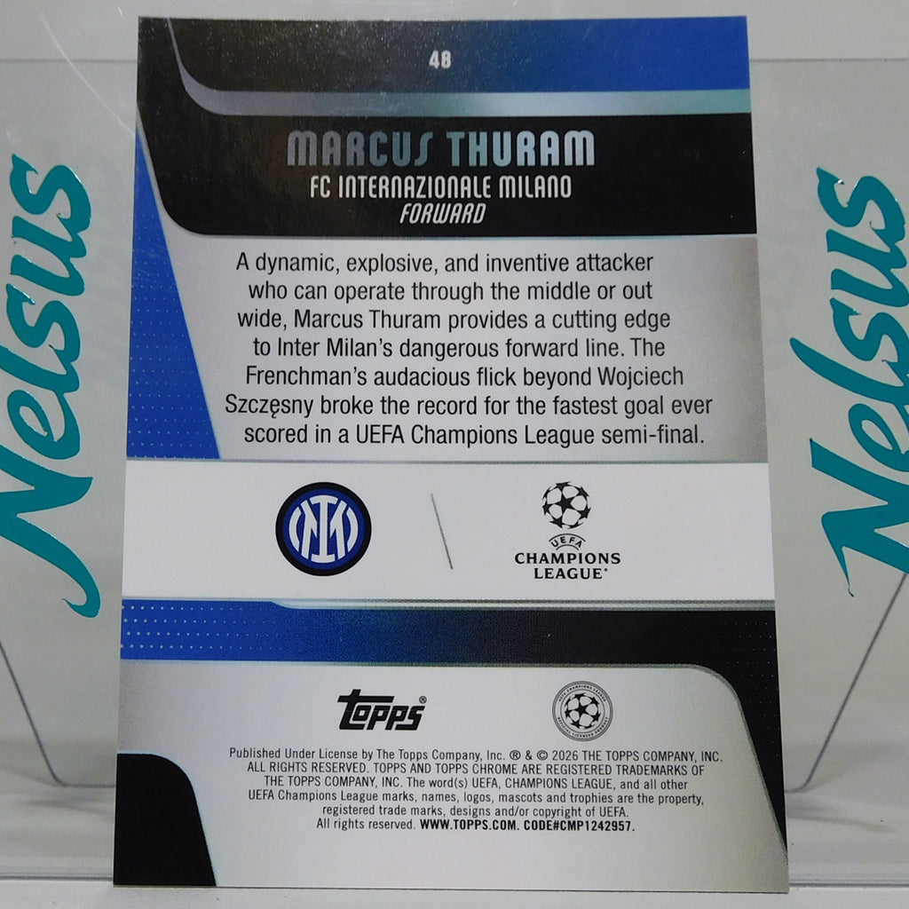 Tarjeta Marcus Thuram • Purple Speckle Refractor • Numerada 43/75