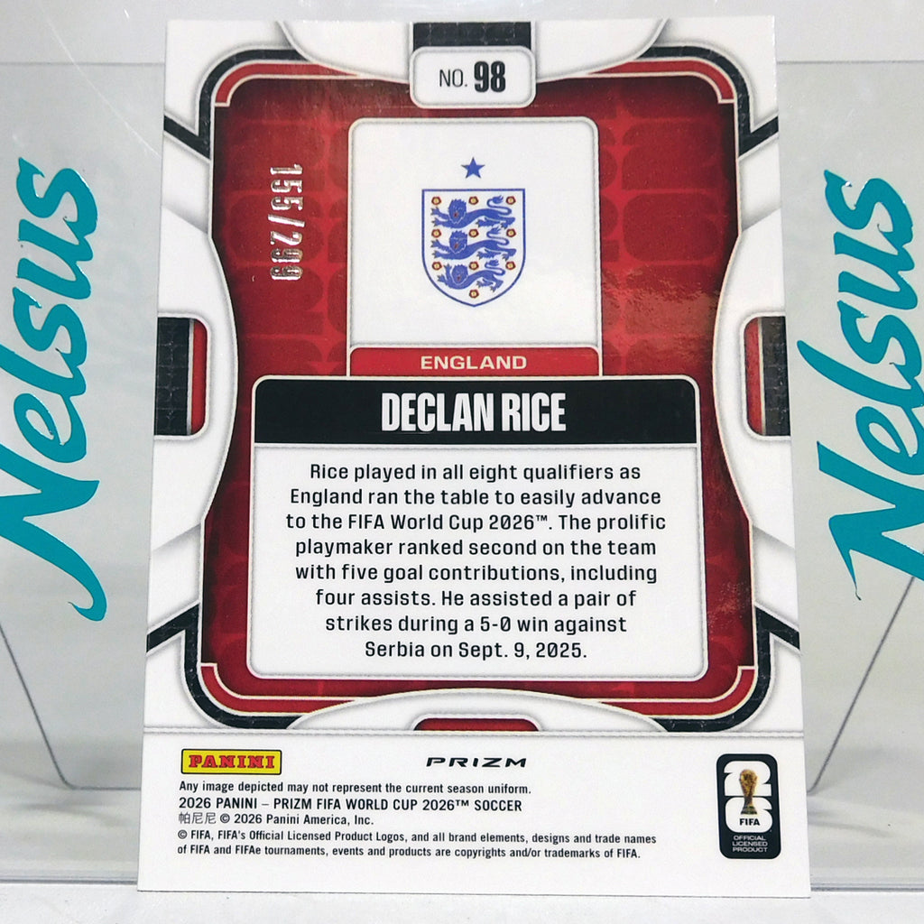 Tarjeta Declan Rice • Purple Ice Prizm • Numerada 155/299