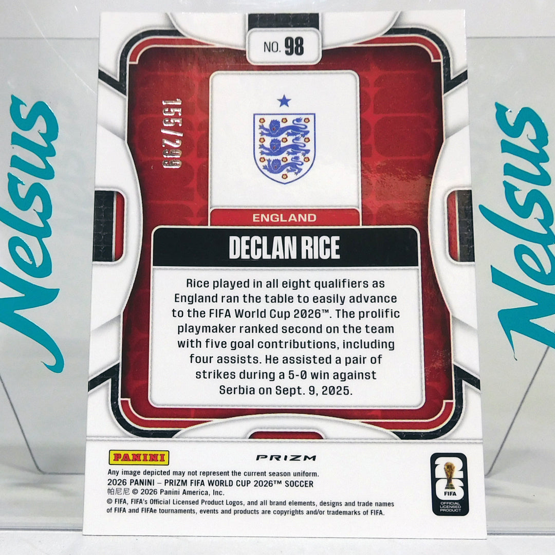 Tarjeta Declan Rice • Purple Ice Prizm • Numerada 155/299